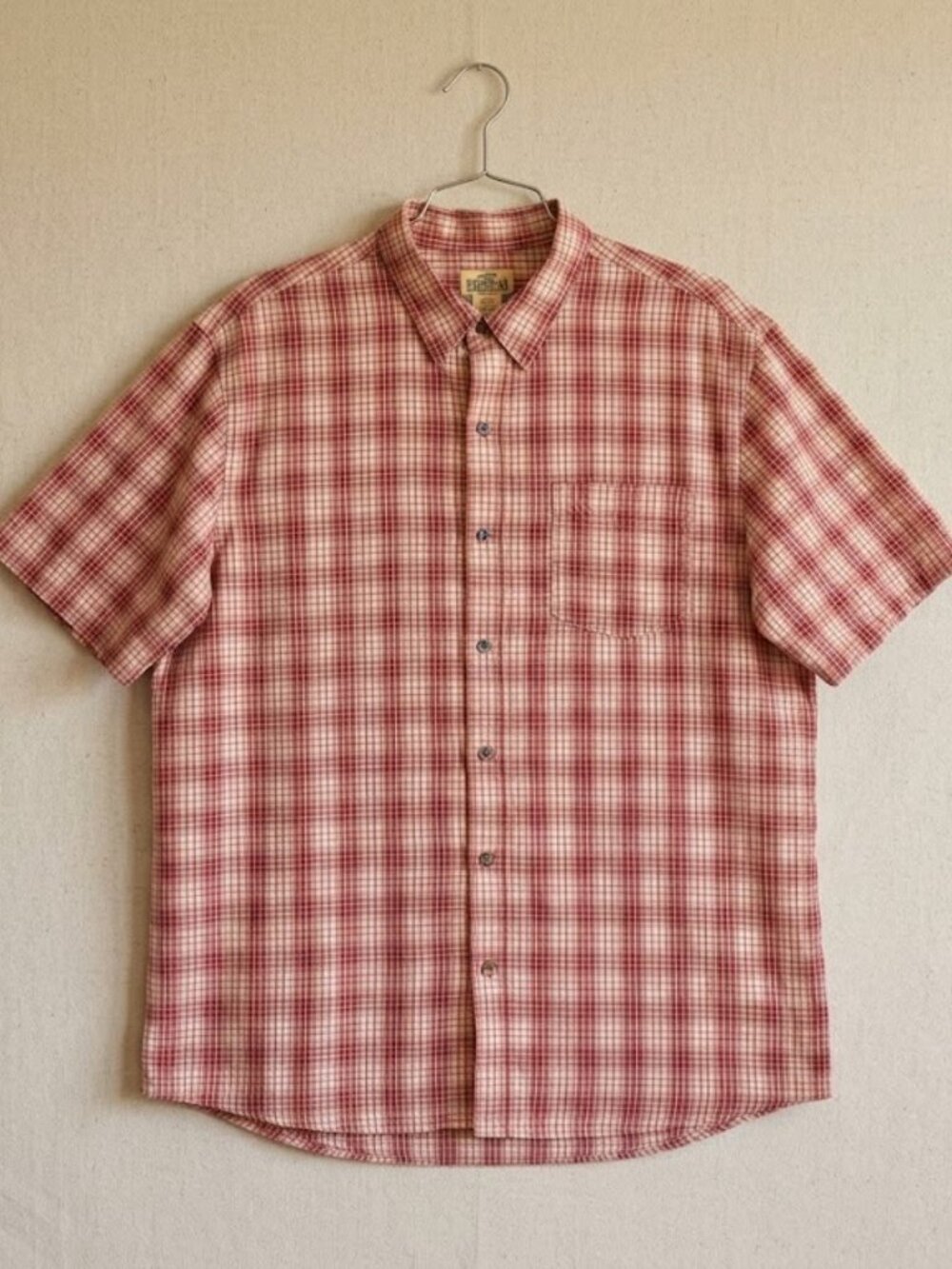 RedHead Men's Red and White Plaid Short-Sleeve Button-Down Shirt